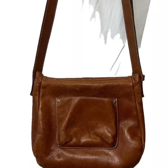 Patricia Nash Barcelona Tan ItalianLeather Saddle Crossbody Bag Purse